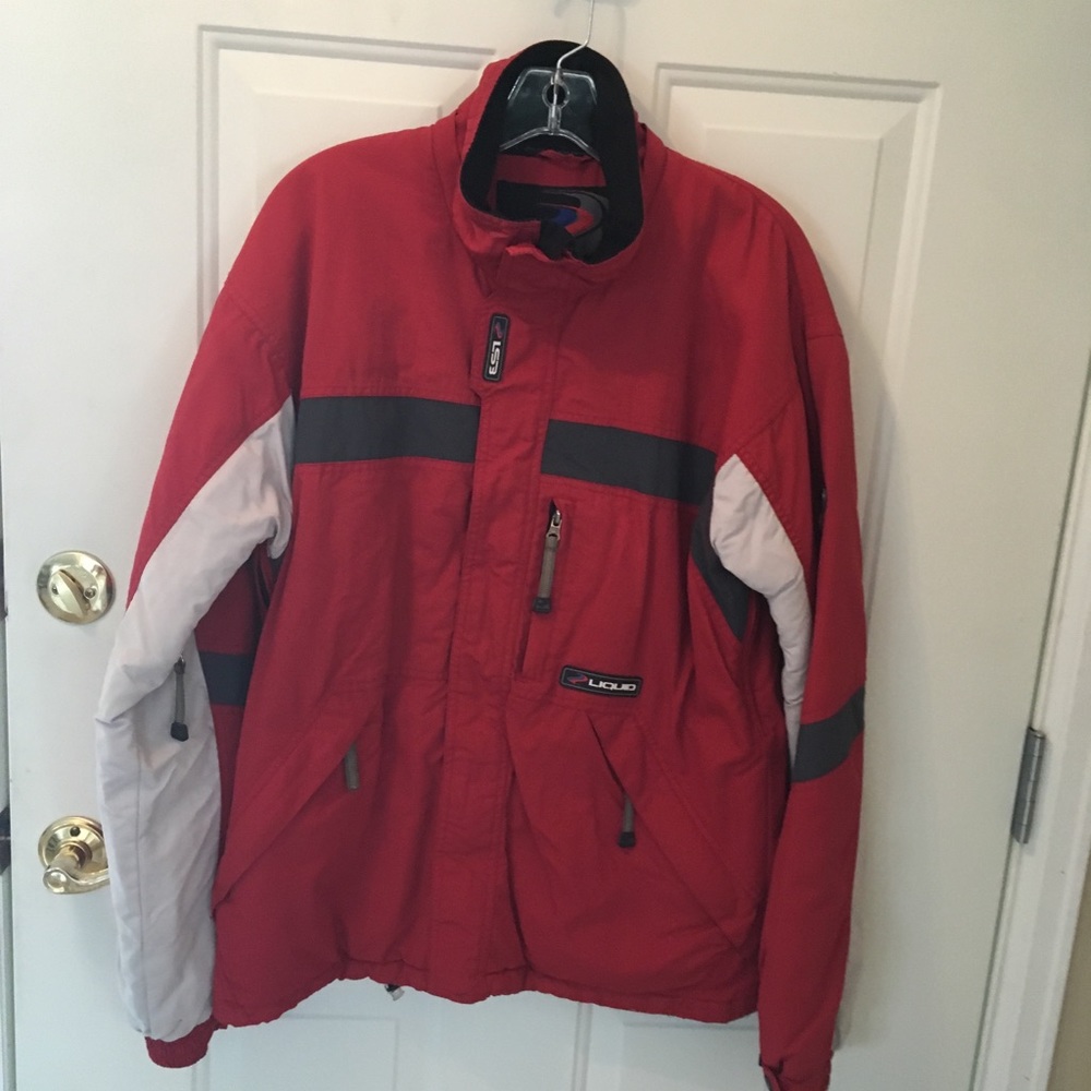 Red and White Men's Ski Jacket - Liquido Brand